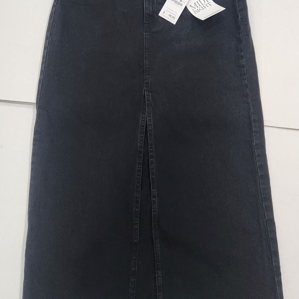 Black Midi Denim Skirt